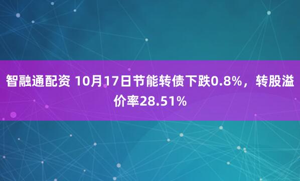 智融通配资 10月17日节能转债下跌0.8%，转股溢价率28.51%