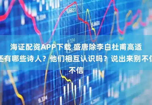 海证配资APP下载 盛唐除李白杜甫高适还有哪些诗人？他们相互认识吗？说出来别不信